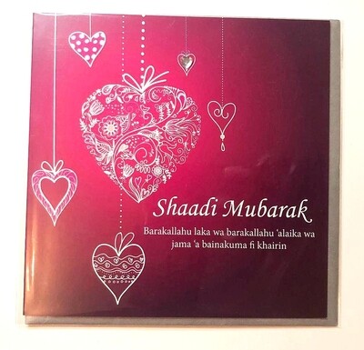 Shaadi Mubarak Card - Pink Hearts