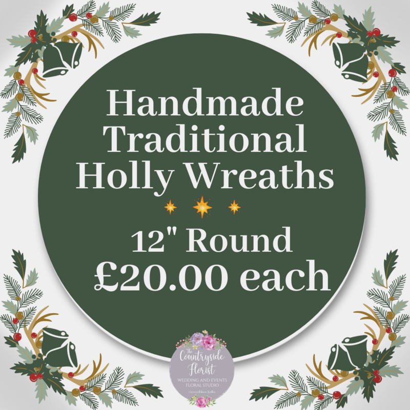 Traditional Holly Wreath - 12" Round