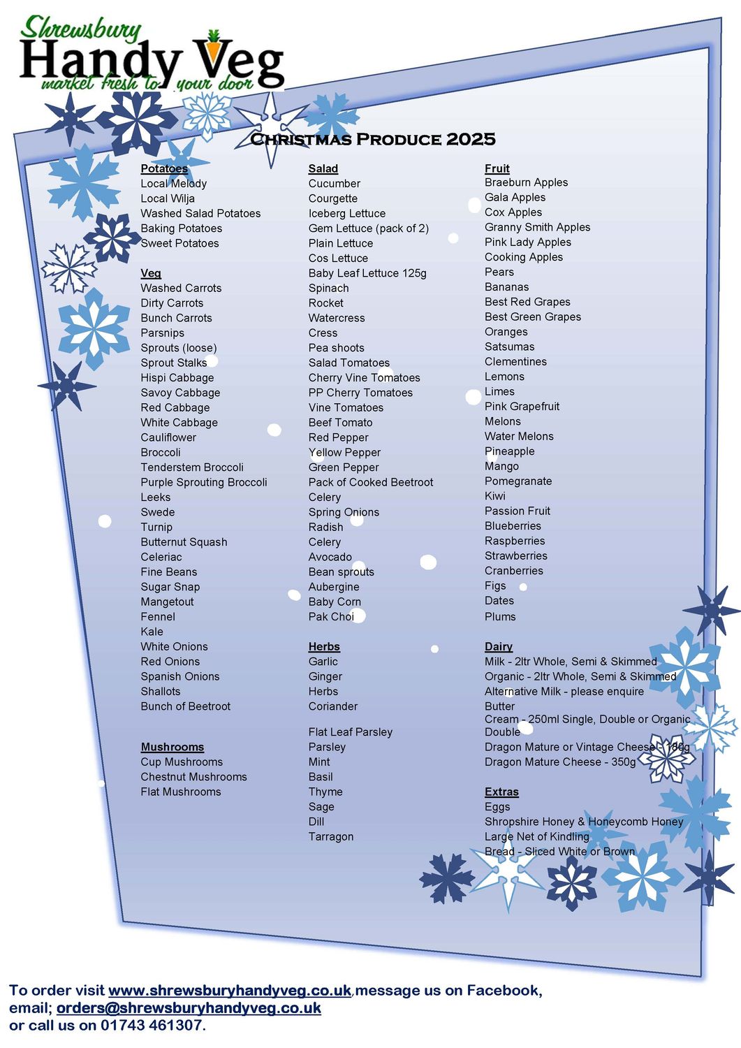Christmas Produce List