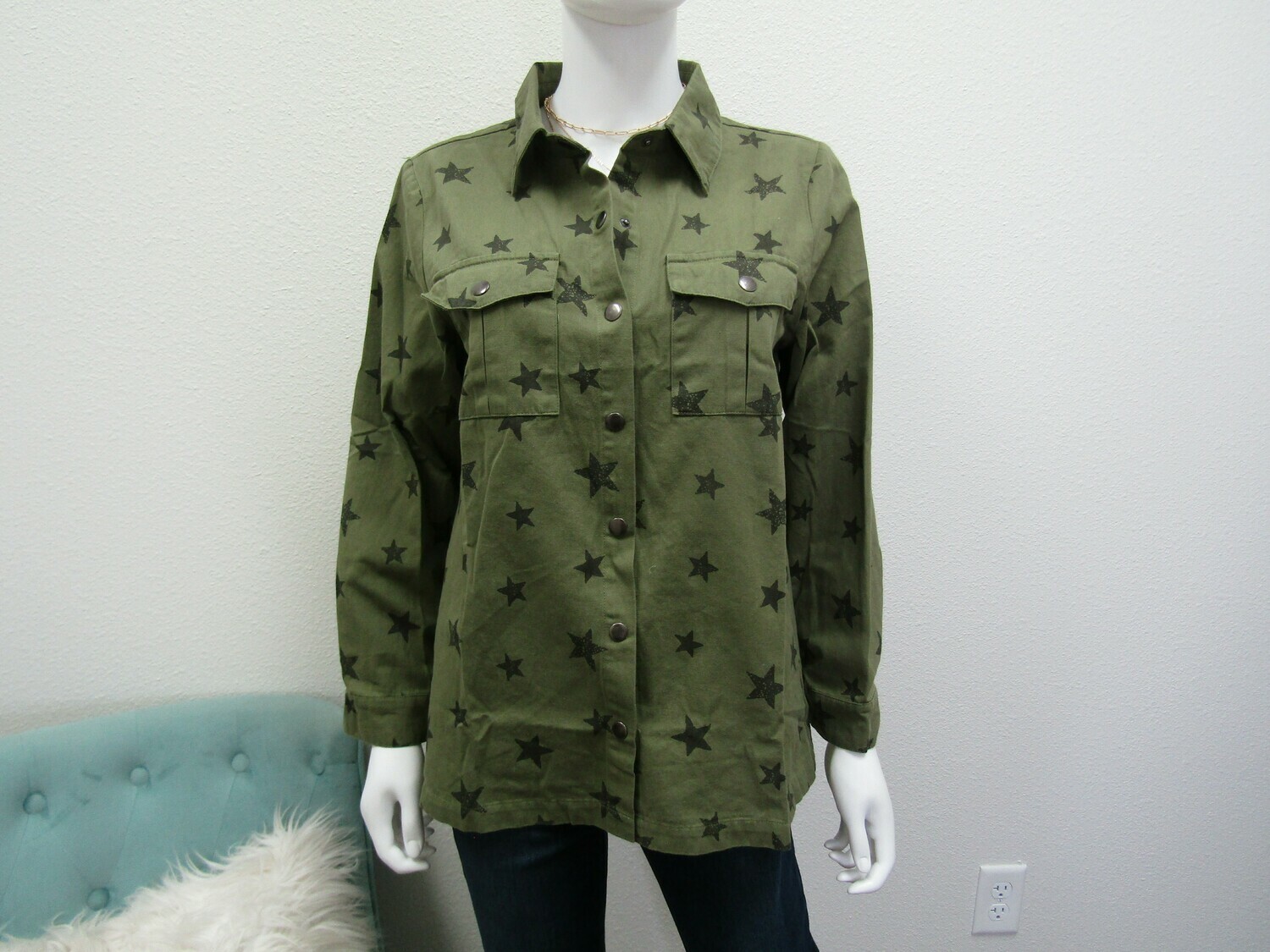 Jodifl Olive Star Button Up