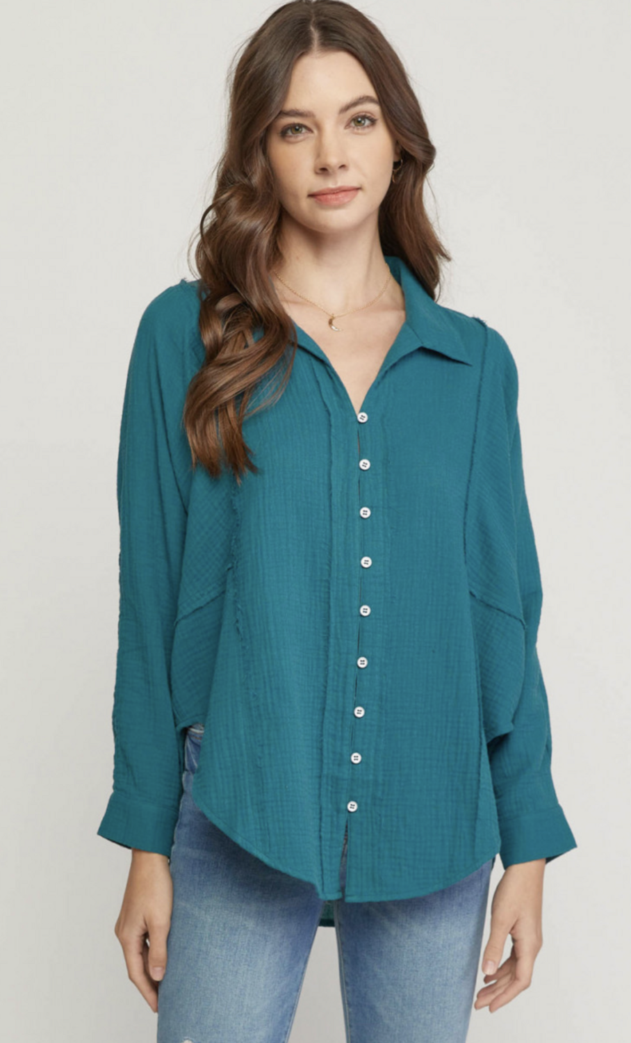 ENTRO Teal Button Down