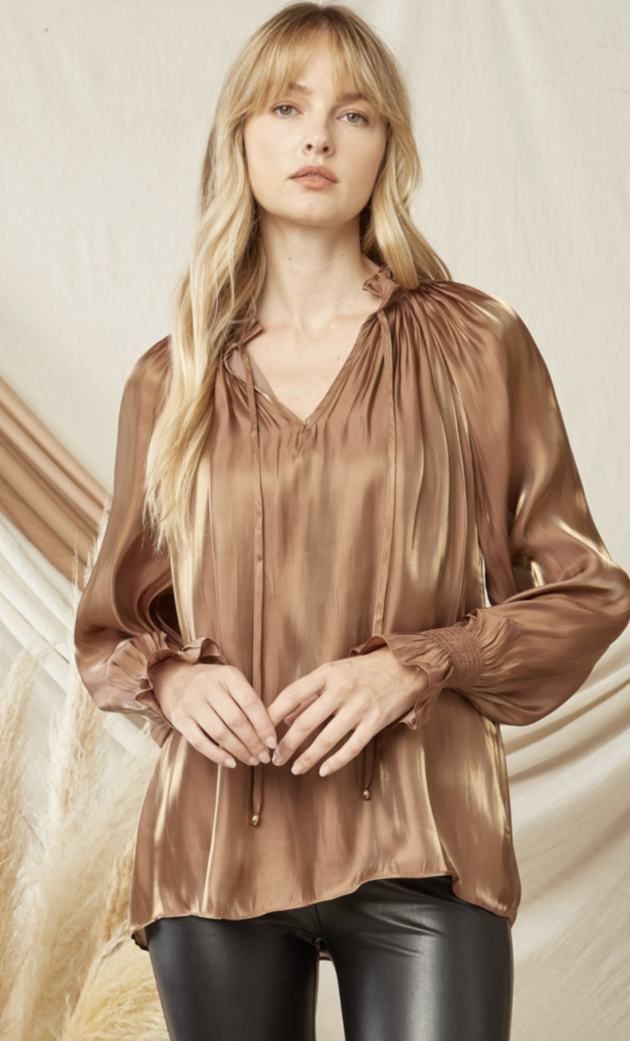 ENTRO Iridescent Brown Blouse