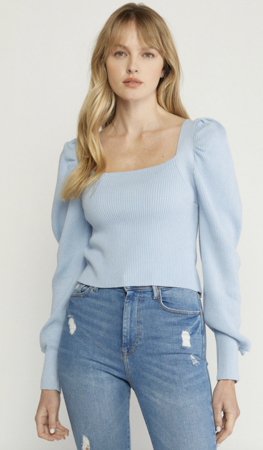 ENTRO Blue Tie-Back Sweater