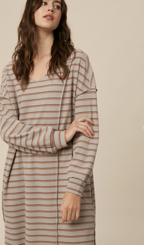LISTICLE Grey Striped Thermal Dress