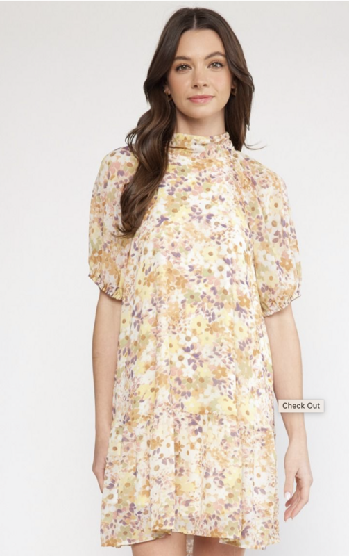 ENTRO Cream Floral Dress