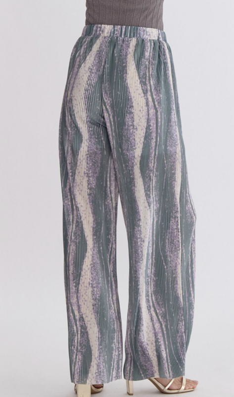 ENTRO Sage/Lilac Pleated Pants