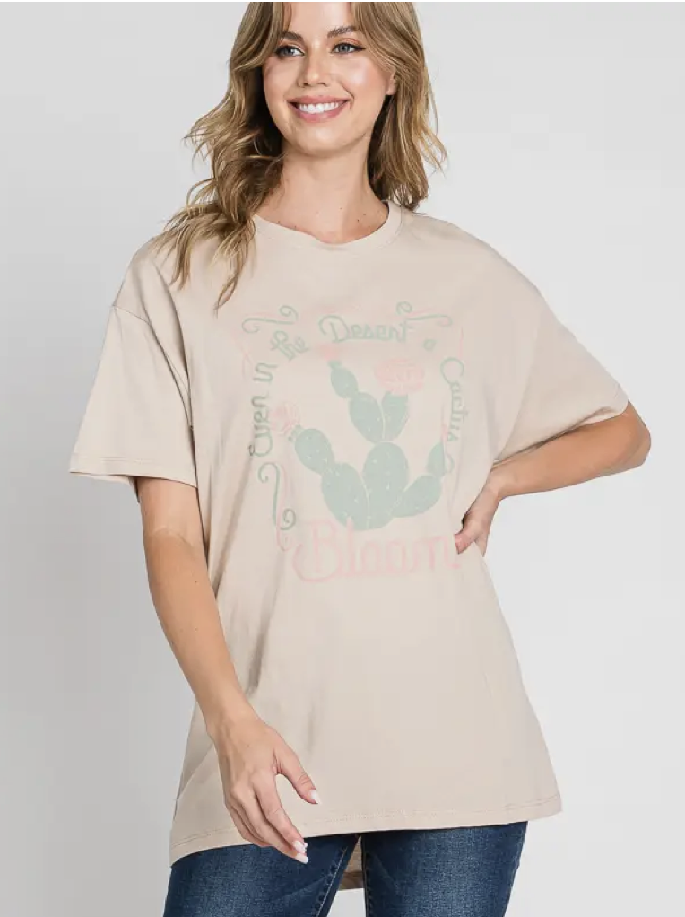 TB Taupe Cactus Bloom Tee