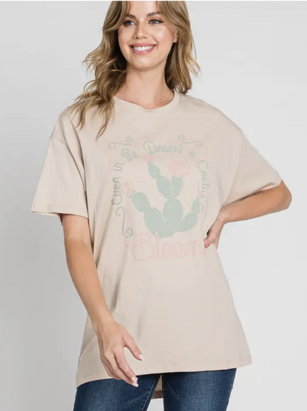 TB Taupe Cactus Bloom Tee