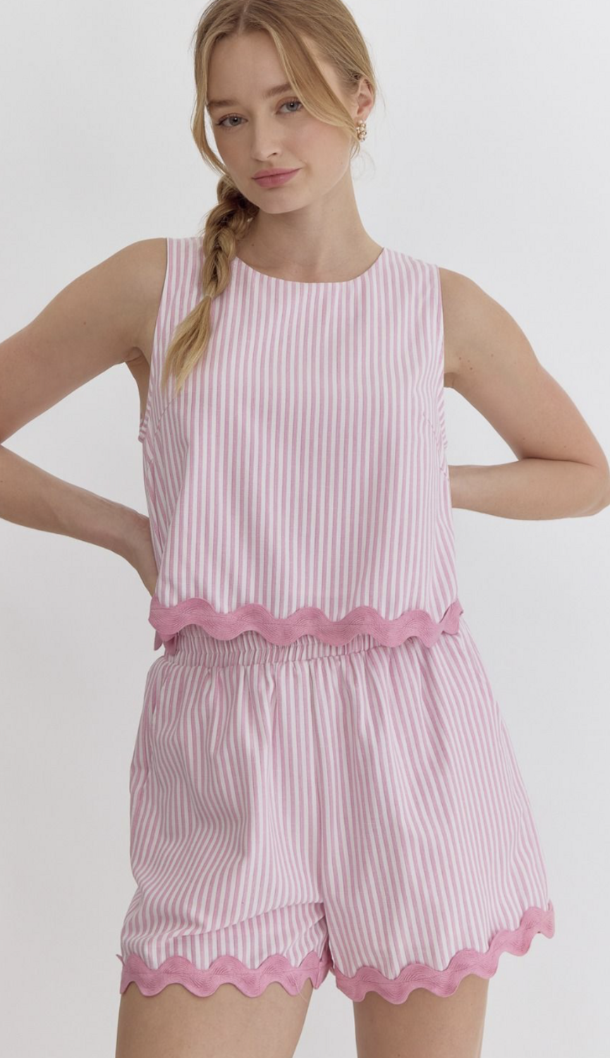 ENTRO Pink Striped Scallop Tank