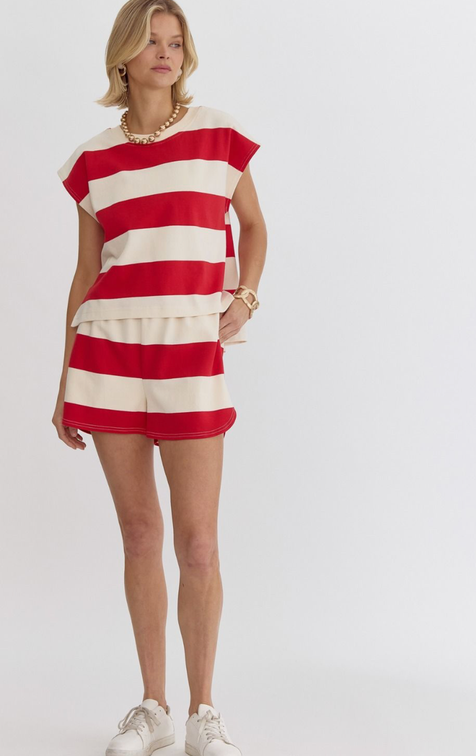 ENTRO Red Striped Shorts