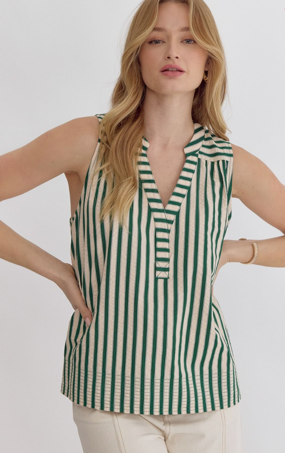 ENTRO Green Striped Tank