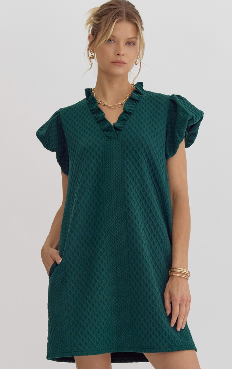 ENTRO Forest Faux Knit Dress