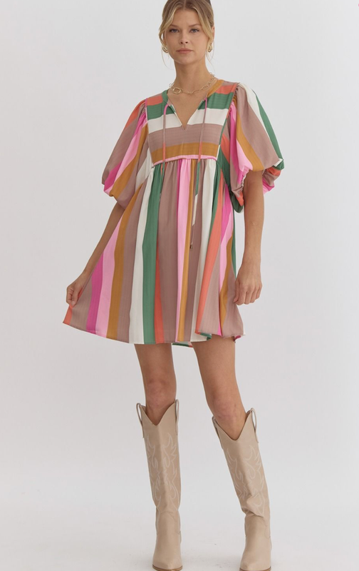 ENTRO 70&#39;s Stripe Dress