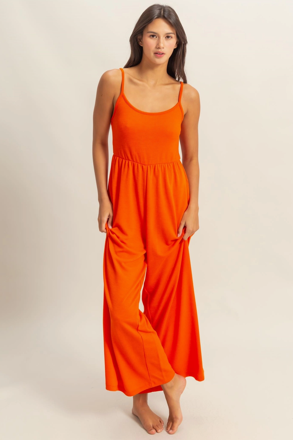 HF Orange Ribbed Jumpsuit