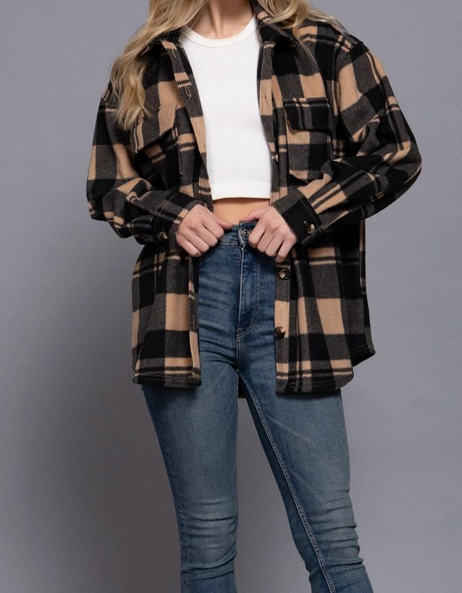 AB Black/Brown Plaid Shacket