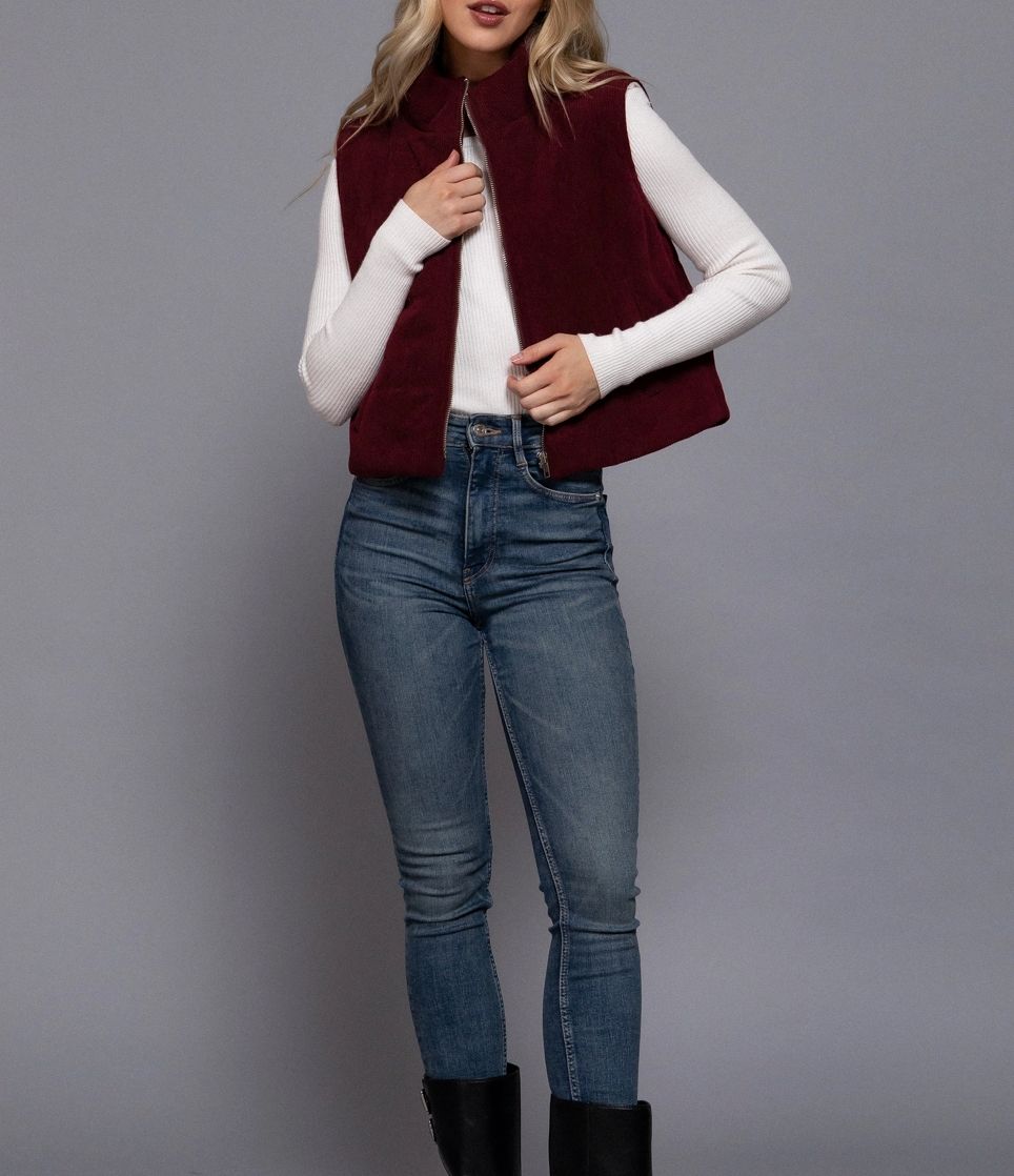 AB Wine Corduroy Puffer Vest