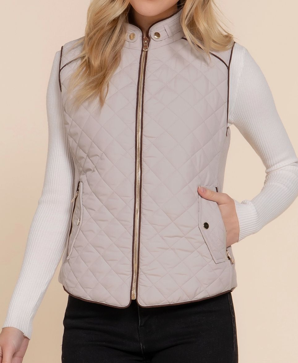 AB Taupe Quilted Padding Vest