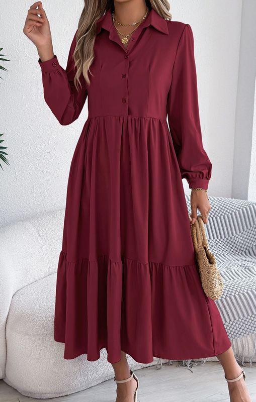 WS Maroon Collared Dress