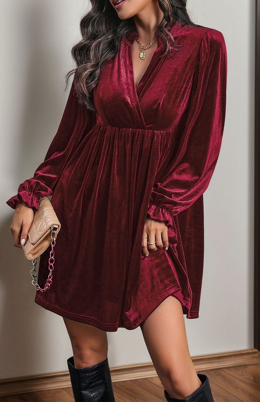 NINEXIS Wine Velvet Dress NINEXIS Wine Velvet Dress