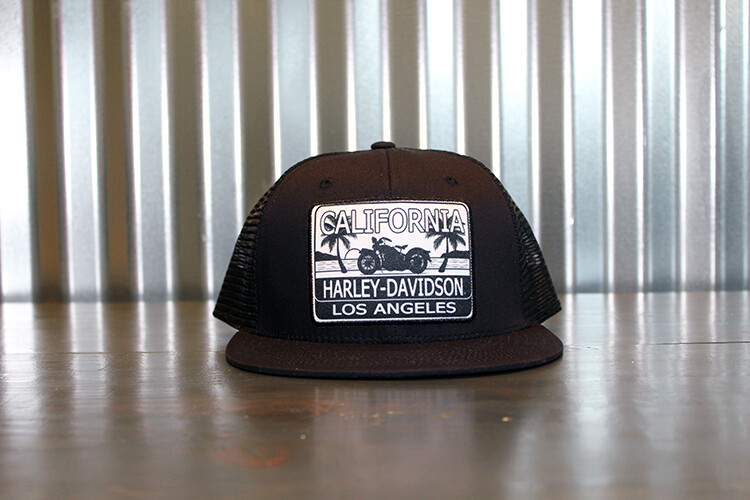 California Harley-Davidson B&W Logo mesh flat-bill cap