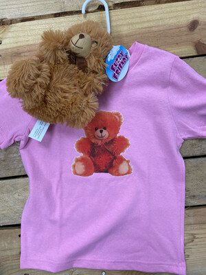 Pink Teddy Bear Tee With Plush Toy