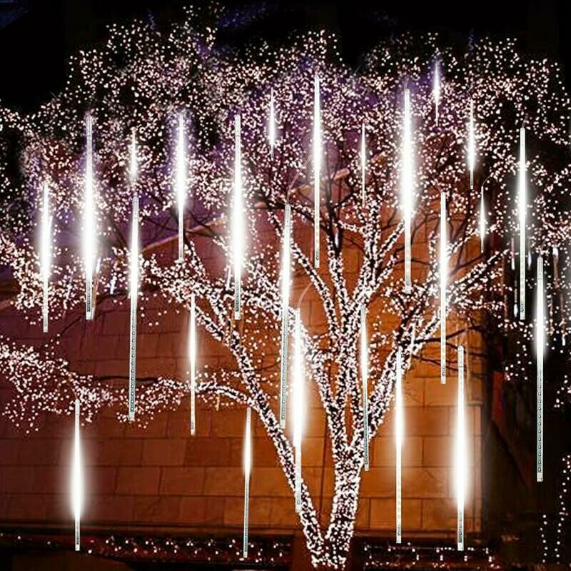 Upgraded Meteor Shower Rain Lights, 50cm 10 Tubes 540 LED Falling Rain Drop Christmas Light, Waterproof Cascading Lights for Holiday Party Wedding Christmas Tree Decoration (White)