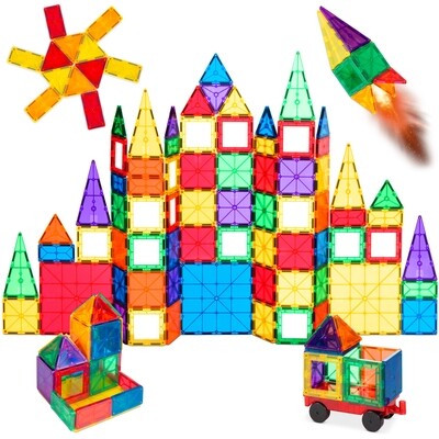 110-Piece Kids Magnetic Tiles Set Construction Building Blocks Educational STEM Toy with Case