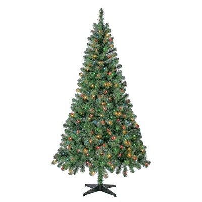 Holiday Time Pre-Lit Madison Pine Artificial Christmas Tree, 6.5&#39;, Mini Clear Lights
