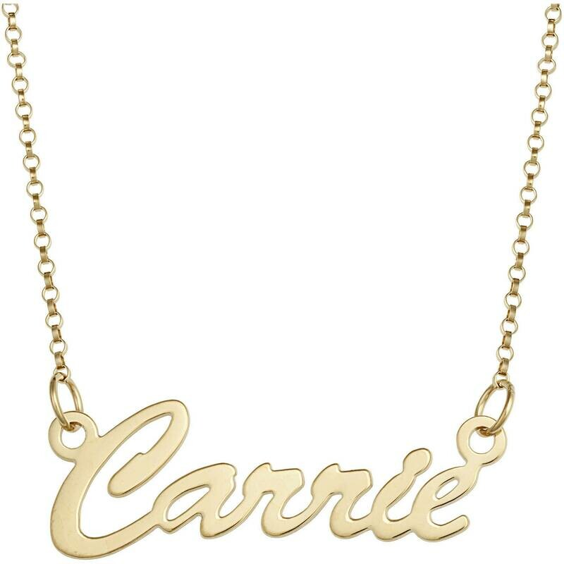 &quot;Quick Ship Gift&quot; - Personalized Gold over Sterling Nameplate Necklace, Women&#39;s 18&quot;