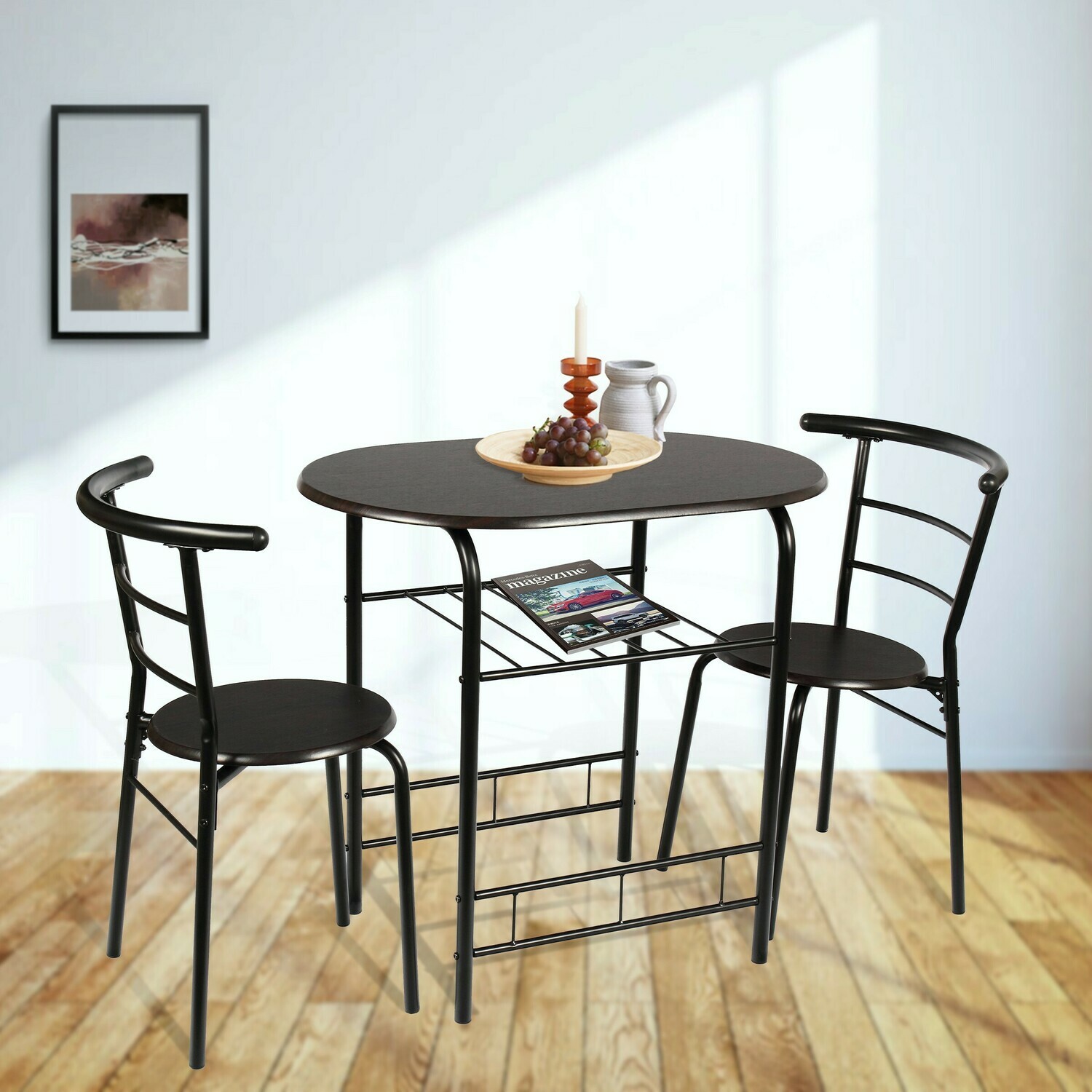 3-Piece Metal Wood Dining Set
