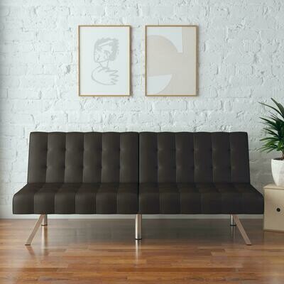 Faux Leather Tufted Convertible Futon