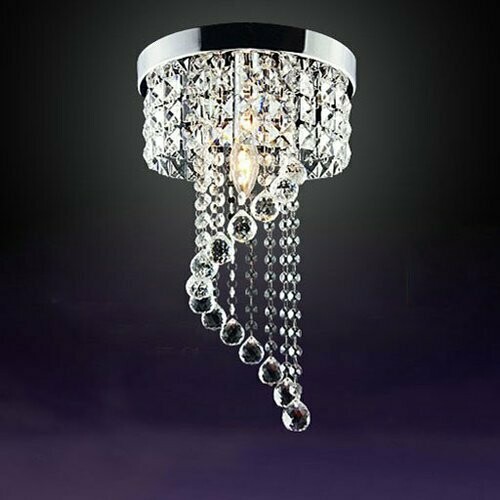Surpars Home Flush Mount Silver Crystal Chandelier