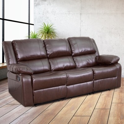 Flash Furniture Brown Leather Reclining Sofa