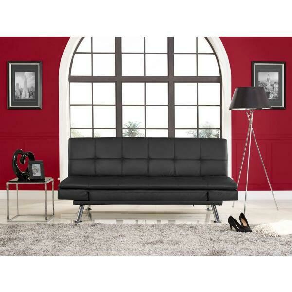 Faux Leather Convertible Sofa with Self Stitching