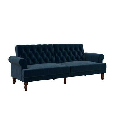 Alya Blue Velvet Upholstered Futon