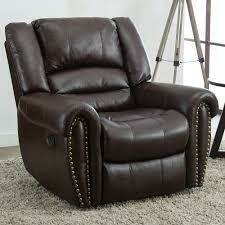 Brown Recliner Chair Faux Leather Oversized Reclining