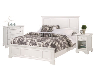 3 Piece, White Queen Bed, Nightstand and Chest
