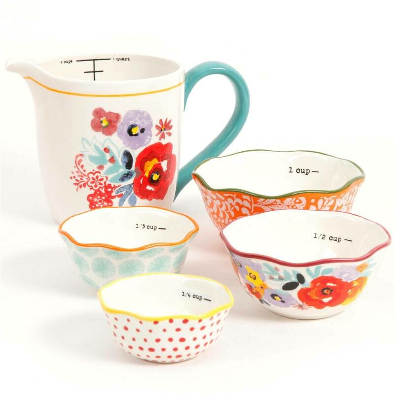 The Pioneer Woman Flea Market 5-Piece Prep Set, Measuring Bowls &amp; Cup