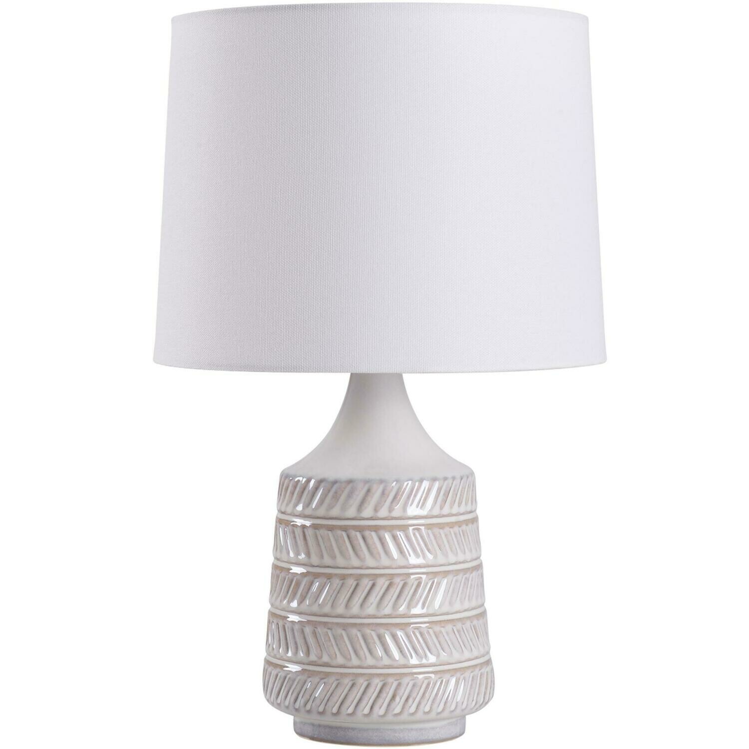 White/Beige Ceramic Table Lamp with Shade 17&quot;H