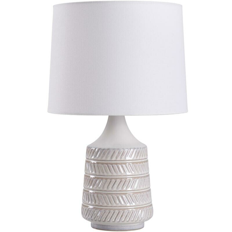 White/Beige Ceramic Table Lamp with Shade 17&quot;H