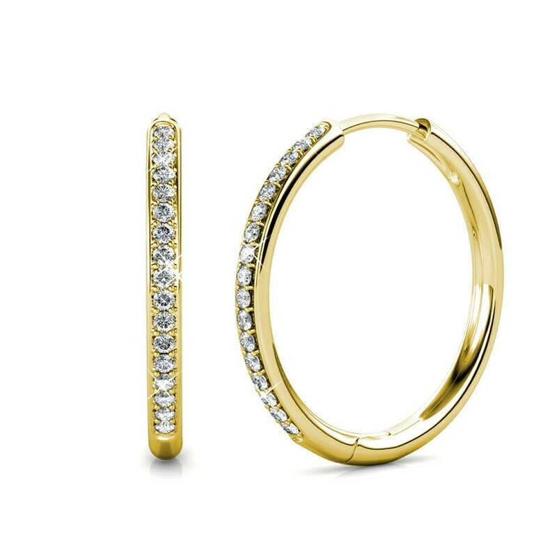 Cate &amp; Chloe Bianca 18k White Gold Hoop Earrings with Swarovski Crystals, Crystal Drop Dangle Earrings, Best Silver Hoops for Women, Sparkle Round Hoops for Ladies, Hoop Earrings (Multiple Metals)