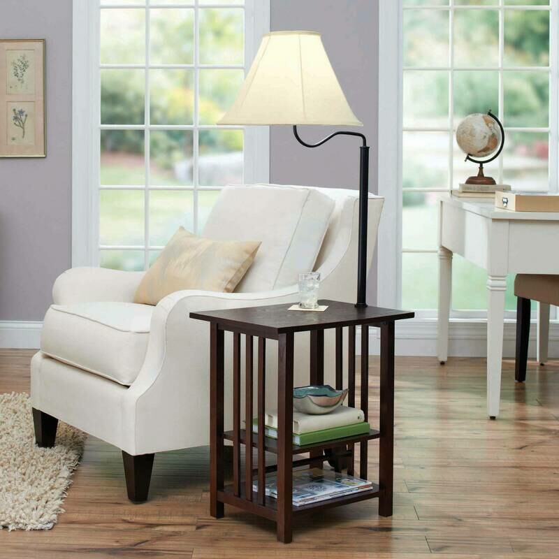 Better Homes &amp; Gardens End Table Floor Lamp, Espresso