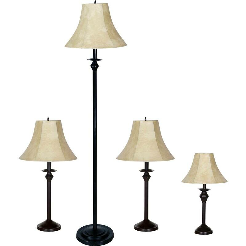 4-Piece Lamp Set, Bronze Finish