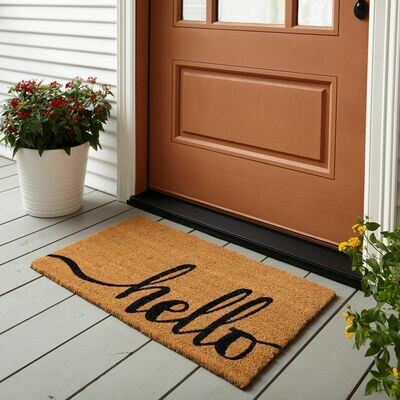 Goods2UQuick Entryway Front Door Hello Coir Outdoor Mat, 18" x 30"