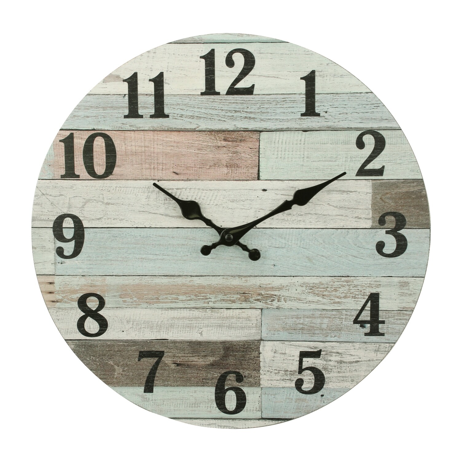 Stonebriar Vintage Coastal Worn Blue 14 Inch Round Hanging Wall Clock - Battery Operated