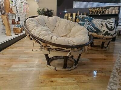 Papasan Chair with Fabric Cushion, Pumice Gray