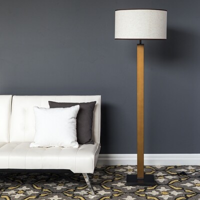 60in Modern Luxury Lighting Column Floor Lamp for Living Room, Bedroom w/ Square Base - Bronze