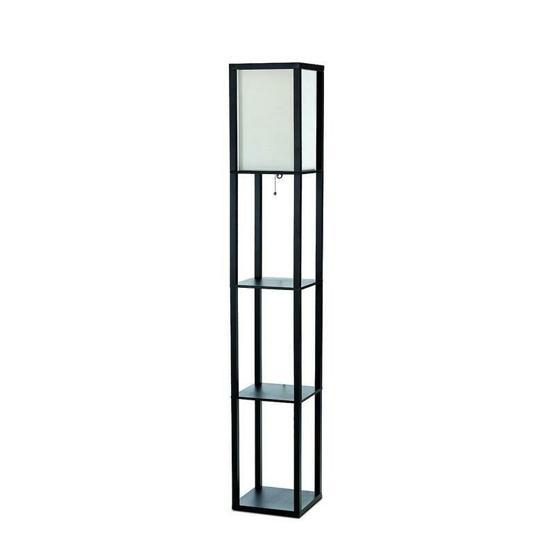 Etagere Organizer Shelf Floor Lamp with Linen Shade