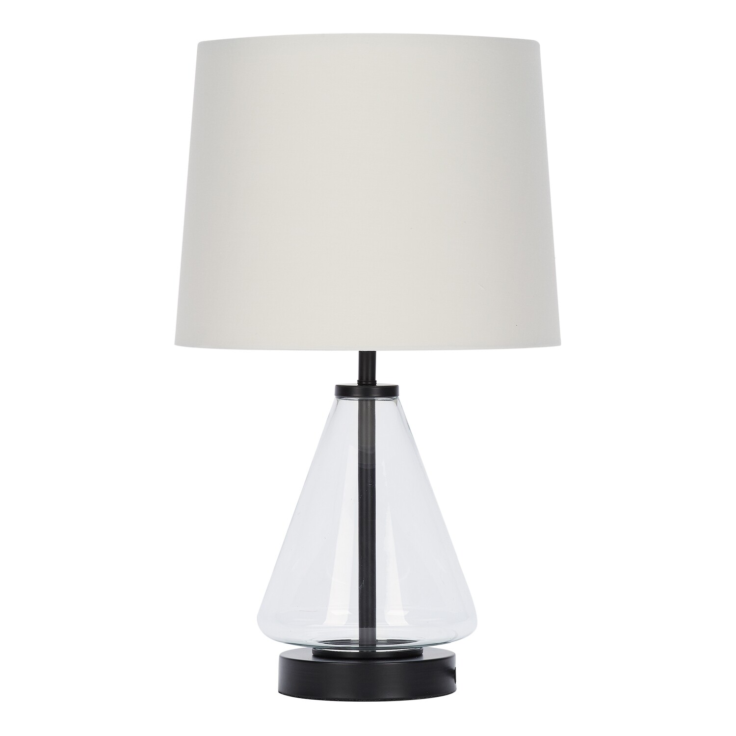 Glass with Black Base Table Lamp, 18&quot; H