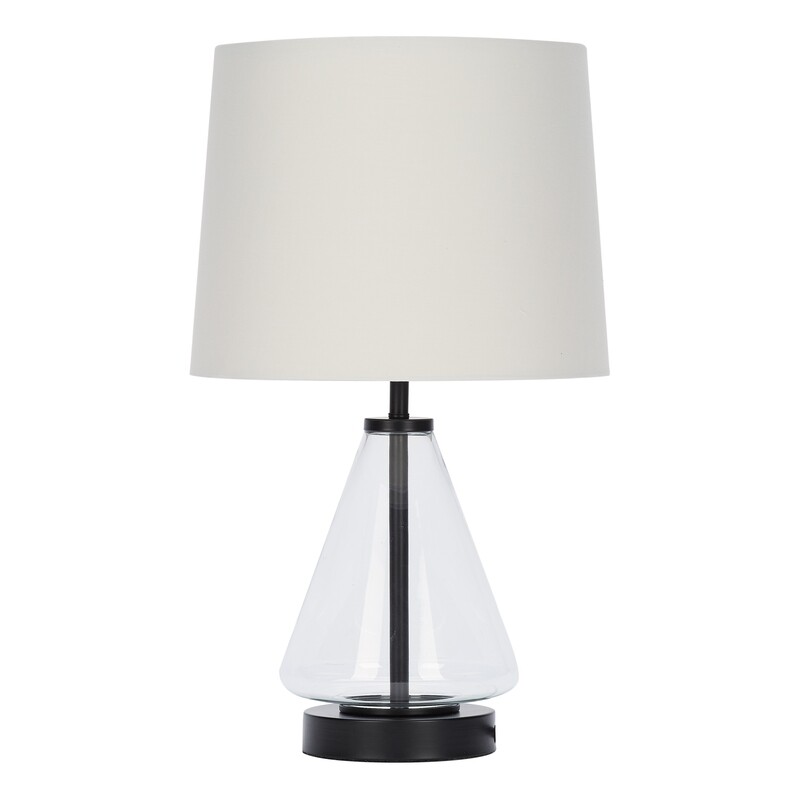 Glass with Black Base Table Lamp, 18&quot; H